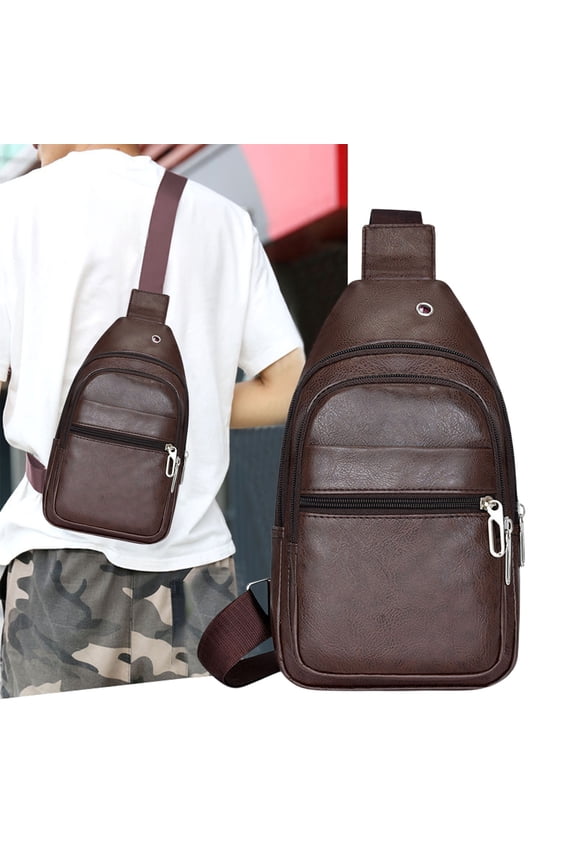 Canvas Sling Bag Crossbody Backpack Casual Rucksack Men Travel Storage Bag Adjustable Strap Back Panel Large Capacity Daily Carry Gear Hike Cycle Walk Commute Gym Outdoor Trip Gift Option