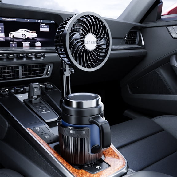 Tgbvmt Car Cup Holder Fan 15.74 Inch 2-Speed Vehicle Cooling Fan Auto Air Circulator Odor Removal Car Interior Cooler Universal For Cars SUVs Vans RVs Office Camping Travel Accessory