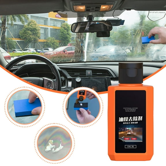 Tgbvmt Car Glass Oil Film Remover, Powerful Glass Cleaner for Windshield and Windows, Effectively Removes Stubborn Stains and Oil Film, Long-Term Protection for Safe Driving