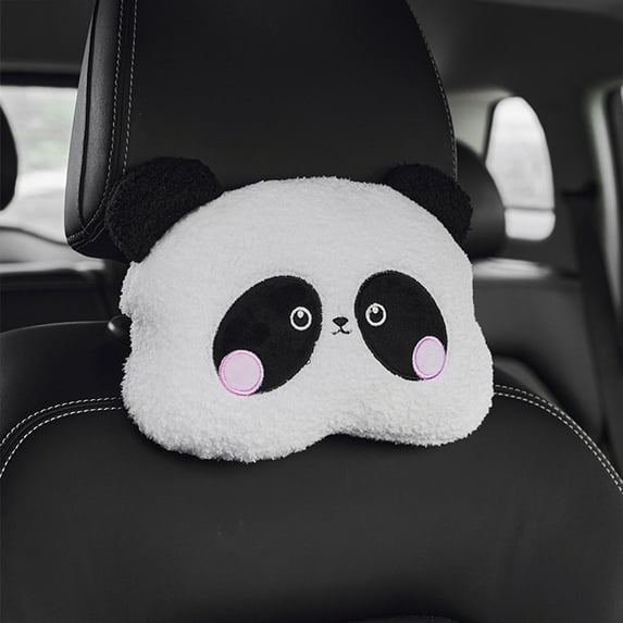 Tgbvmt Car Headrest Neck Pillow Cute Panda Ergonomic Support Cushion for Comfortable Driving Relief from Neck Pain and Shoulder Stress for Car Seats and Long Journeys with Breathable Soft Fabric