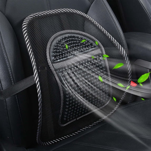 Tgbvmt Car Lumbar Cushion for Home & Car, Breathable Ice Silk Massage Cushion, Leather Nail Stretch Design, Cool & Comfortable, Ideal for Driving, Office & More, Relieves Waist Fatigue