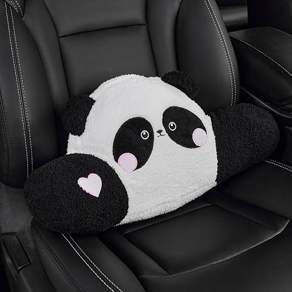 Tgbvmt Car Lumbar Support Pillow Cute Panda Backrest Cushion for Lower Back Pain Relief Driving Comfort Office Seat Support for Long Drives and Sedentary Work with Ergonomic Design for Relaxation