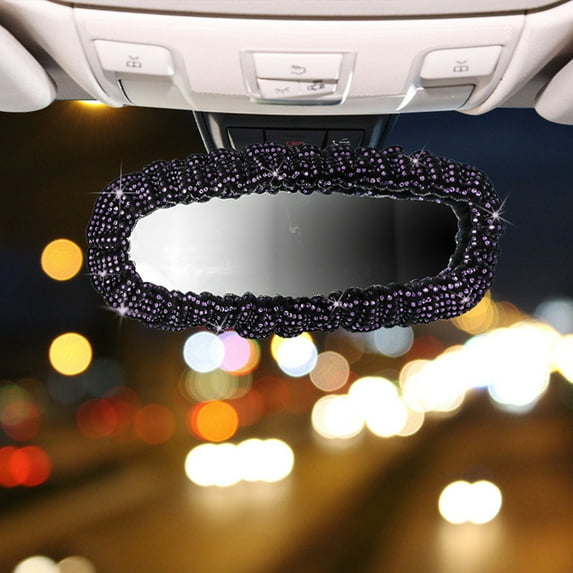 Tgbvmt Car Mirror Cover Diamond Bling Elastic Rear View Mirror Decoration Sparkling Rhinestone Stretchable Easy Install Interior Accessories Women Girls Gift Stylish Upgrade