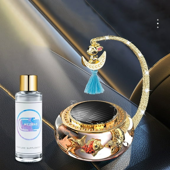 Tgbvmt Car Perfume Solar Powered Aromatherapy Diffuser, 50ml Oil Freshener for Car Interior, Rotating Solar-Powered Diffuser, Stylish & Long-Lasting Fragrance, Perfect Gift for Car Enthusiasts