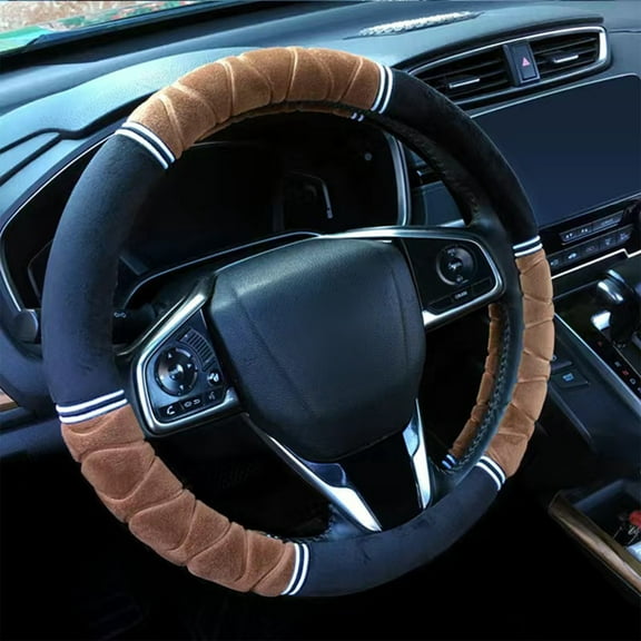 Tgbvmt Car Steering Wheel Cover Winter Short Lint Warm Non-Slip Protective Cover Soft Polyester Material for Cold Weather Comfort Easy to Install Universal Fit for Standard Steering Wheels Cozy Grip