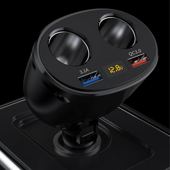 Tgbvmt Car USB Charger, QC 3.0 Fast Charging with 3.1A USB Port, Cigarette Plug Adapter for 12V/24V Vehicles, Voltage Display, Overcharge Protection, Compact Design for Cars, Vans, Trucks