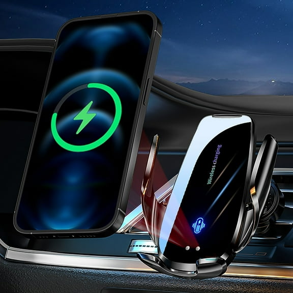 Tgbvmt Car Wireless Charger, Automatic Open and Close 15W Fast Charging, Intelligent Induction Telescoping for All Mobile Phones, Built-In Temperature Control, Secure Mount for Vehicles