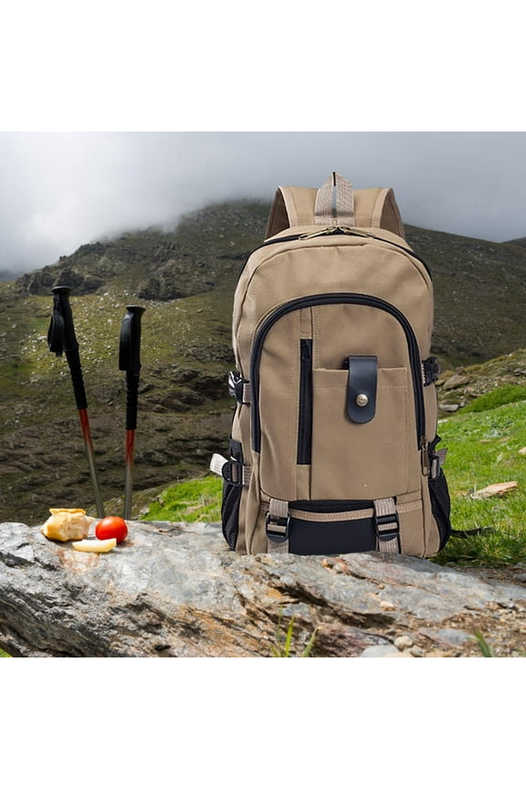 Casual Men's Canvas Backpack Polyester Water-Resistant Computer Bag Large Capacity Multi-Compartment Student Leisure Travel Backpack Adjustable Shoulder Chest Waist Straps For Commuting School