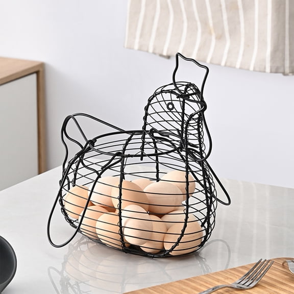 Tgbvmt Chicken Shaped Egg Basket 13.38 Inches Kitchen Storage Container Countertop Fruit Vegetable Organizer Egg Fresh Keeping Bin Pantry Dining Room Home Decor Organization Essentials