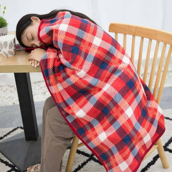 Tgbvmt Colorblocking Shawl Blanket, Flannel Nap Blanket with Button Closure, Versatile Throw Blanket for Home, Office, or Outdoor Use, Keeps You Cozy in Cold Weather, Easy to Clean and Maintain