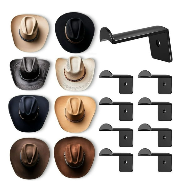 Tgbvmt Cowboy Hat Rack Room Storage Multifunctional Double-Layer Wall Mounted Hat Scarf Bag Belt Headphone Organizer Adhesive Installation Space-Saving Durable Industrial Style Entryway Bedroom Decor