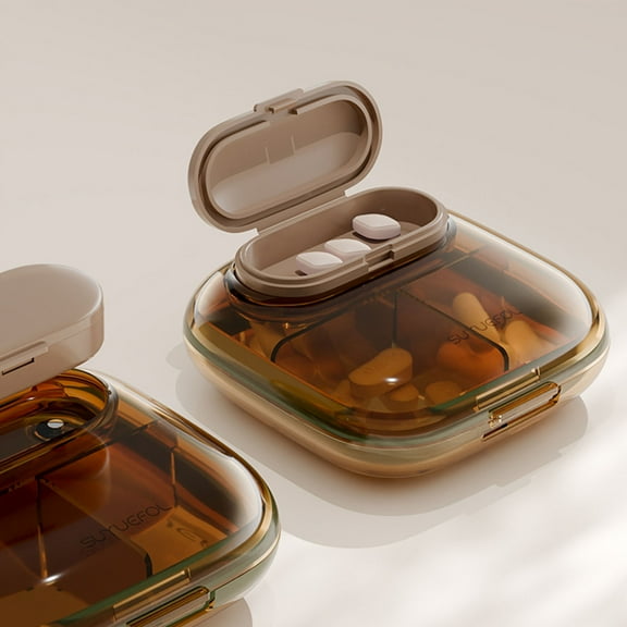 Tgbvmt Daily Medication Organizer Portable 4-Square Pill Box Sealed Moisture-Proof Mini Travel Pill Case for 3 Meals a Day Vitamins Supplements Home Office Travel Holiday Essentials Party Favors