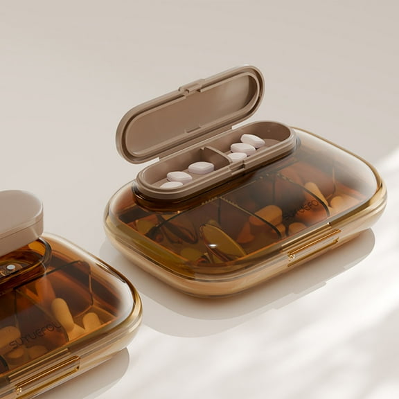 Tgbvmt Daily Medication Organizer Portable 6-Square Pill Box Sealed Moisture-Proof Mini Travel Pill Case for 3 Meals Day Vitamins Supplement Daily Use Travel Outdoor Holiday Supply Party FavorsDecor