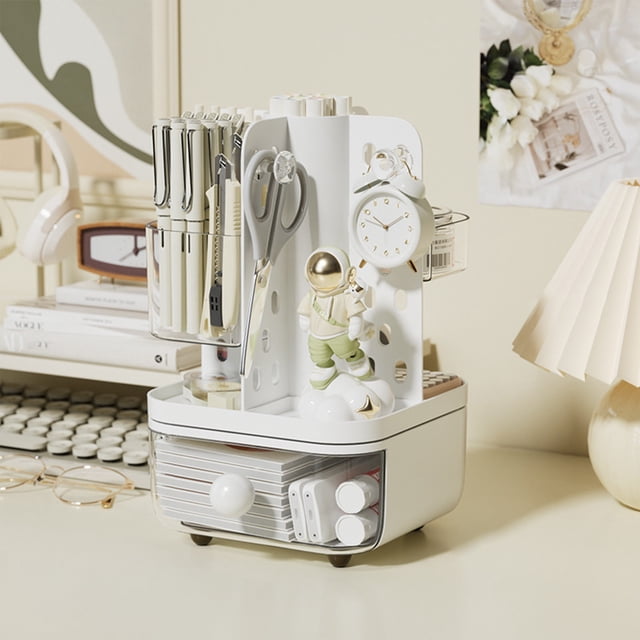 Tgbvmt Desk Organizer Student Stationery Tray Pencil Cup Modern Office Desk Storage Rack Multi-Layer Drawer Flexible Combination Large Capacity Non-Slip Desktop Organizer Table Accessory Home Use