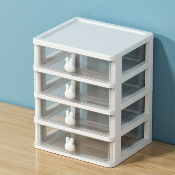 Tgbvmt Desktop Storage Box, Drawer Organizer for Student Cosmetics Jewelry Office Stationery, Multifunctional Sorting Box Stacking Function, Space-Saving Plastic Design Clear White Blue Pink Options