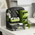 thumbnail image 1 of Tgbvmt Desktop Storage Rack With Drawers Multi-Zone Plastic Office Organizer Pegboard Hooks Open Compartments Space Saving Student Desk Organizer for Study Home Stationery Small Ornaments Keys, 1 of 6