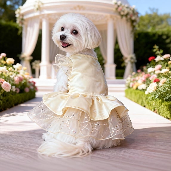 Tgbvmt Dog Formal Party Dress Spring Summer 11.42In Breathable Chiffon Gown Design Easy On Off Adjustable Fit for Small Medium Dogs Celebration Wedding Photoshoot Pet Apparel Decor