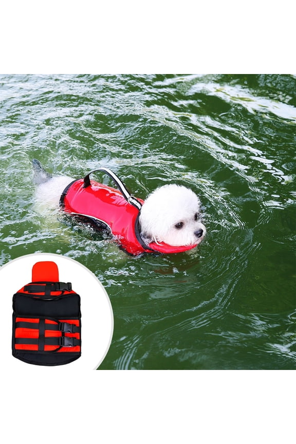Dog Swimsuit Polyester High Buoyancy Adjustable Elastic Straps Rescue Handle High Visibility Tear-Resistant Breathable for Swimming Water Activities Emergency Rescue XS/S/M Sizes