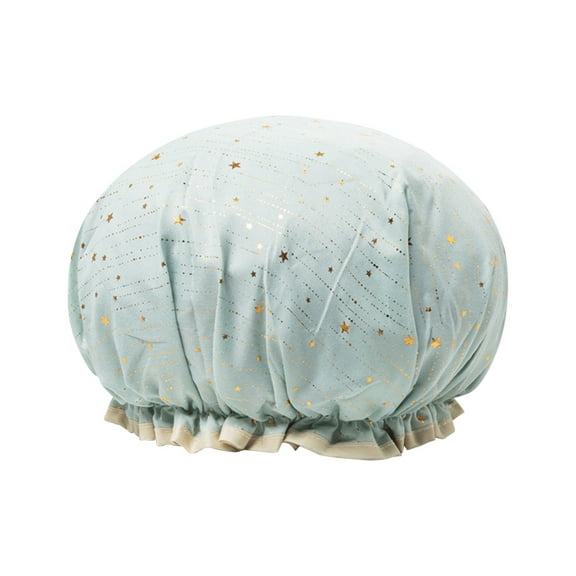 Tgbvmt Double Layer Lace Shower Cap, Reusable Plastic Elastic Bath Cap for Spa, Hotel, Hair Salon, Oil-Proof, Waterproof, Keeps Hair Dry During Bathing, Makeup & Household Cleaning, Comfortable Fit