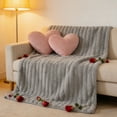 thumbnail image 1 of Tgbvmt Double Layer Raschel Blanket 27.55×39.37In Winter Warm Blanket Organizer For Soft Thick Texture Ultimate Warmth Striped Detail Versatile Use Bed Sofa Nap Home Living Room Winter Decor Blankets, 1 of 6