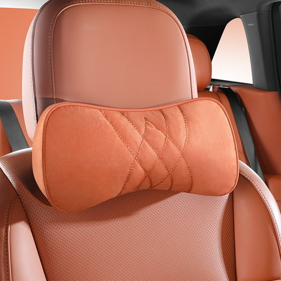 Tgbvmt Embroidered Leather Velvet Car Headrest, Comfortable Neck and Head Support for Long Drives, Elegant Interior Decoration, Easy to Install for Various Vehicle Models