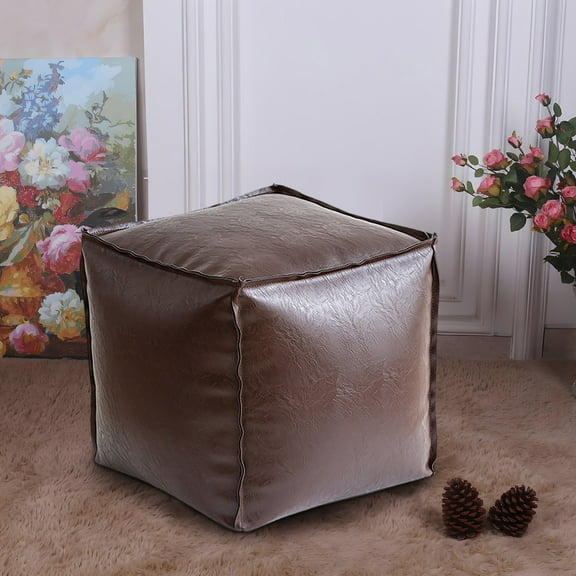 Tgbvmt Faux Leather Poofy Ottoman Footstool Waterproof Unstuffed Pouf Cover Storage Solution Versatile Comfortable for Living Room Outdoor Patio Home Serves as Seat Footrest