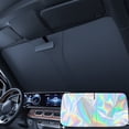 thumbnail image 1 of Foldable Car Sunshade for Windshield Thermal Insulation Sunscreen with Pouch 57x31.5in Universal Fit for Most Sedans SUVs Protects Interior from Heat and UV Rays Keeps Car Cool Safe, 1 of 9