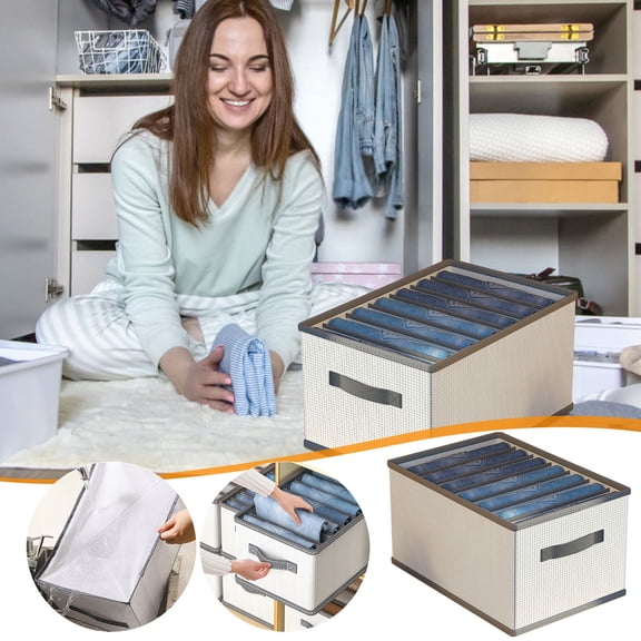 Tgbvmt Foldable Clothes Storage Box Large Capacity Wardrobe Compartment Organizer For Blankets Pillows Toys Books Under Bed Closet RV Dormitory Home Bedroom Living Room Decor Storage Boxes