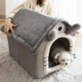 thumbnail image 1 of Tgbvmt Foldable Dog House Kennel Bed Mat Diamond Velvet Plush Cave Sofa Non-Slip Bottom Removable Washable Cushion Warm Den For Small Medium Dogs Cats Chihuahua Indoor Rest Sleep Travel Decor Favors, 1 of 6