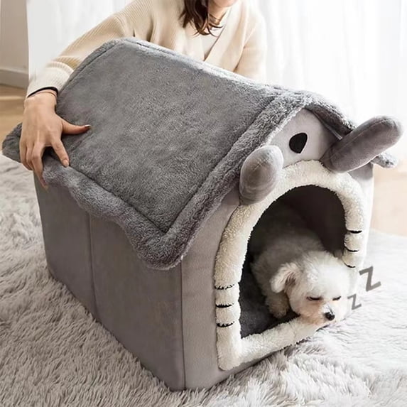 Tgbvmt Foldable Dog House Kennel Bed Mat Diamond Velvet Plush Cave Sofa Non-Slip Bottom Removable Washable Cushion Warm Den For Small Medium Dogs Cats Chihuahua Indoor Rest Sleep Travel Decor Favors