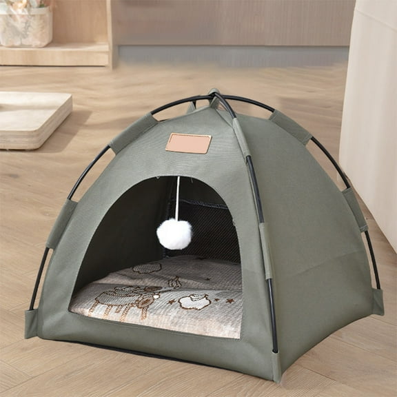 Tgbvmt Four-Season Semi-Enclosed Pet Tent House for Small Dogs Cats Teddy Waterproof Washable Removable Liner Semi-Closed Design Indoor Outdoor Cat Dog Bed Durable Cloth for All Season Pet Lover Gift