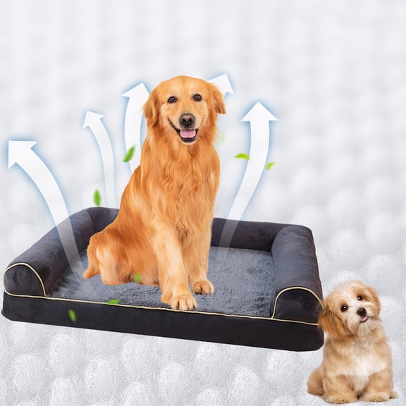 Tgbvmt Four Seasons Foam Square Pet Kennel Dark Gray Cloth Breathable Warm Soft Pet Bed Large Space Machine Hand Washable Non-Slip Universal For Small Medium Large Cats Dogs Indoor Rest Sleep Decor