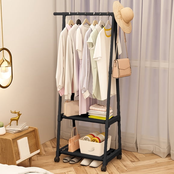 Tgbvmt Freestanding Coat Rack 62.9In Hall Tree with 2 Storage Shelves Corner Closet Organizer Multi-functional Garment Hanger Entryway Bedroom Living Room Dressing Room Space Saving Storage Solution