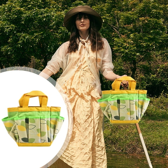 Tgbvmt Gardening Tote Bag with Multiple Pockets for Tools Reusable Sturdy, Large Capacity Oxford Cloth Garden Tool Organizer for Home Outdoor Storage, Perfect for Gardening Pruning and Transplanting