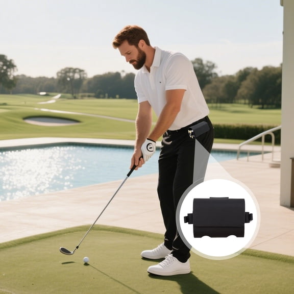Tgbvmt Golf Waist Pack Genuine Leather Waterproof Multi-Compartment Adjustable Belt Comfortable Fit for Golf Practice Competitions Outdoor Sports Golf Balls Scorecards Pens Tees Accessories Stylish