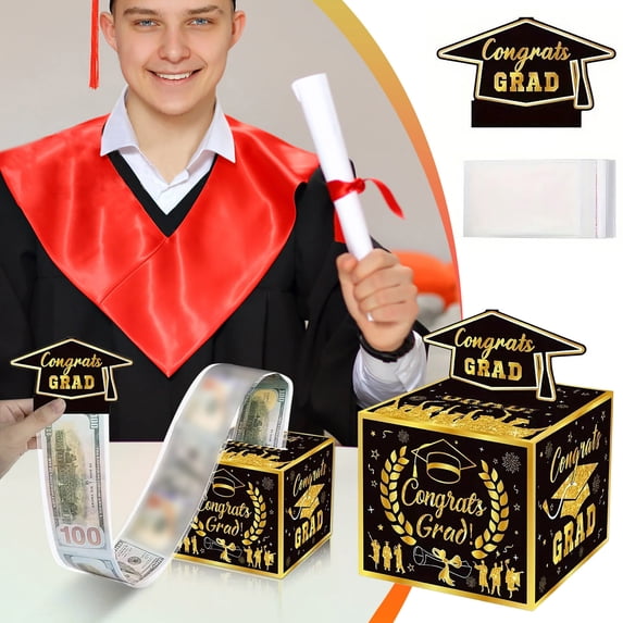 Tgbvmt Graduation Party Money Gift Box Cash Surprise Activity Unique Creative Celebration Decoration Paper Sturdy Elegant Fun Interactive Event for Students Graduates Birthday Party or Corporate