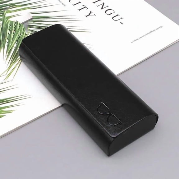 Tgbvmt Hard Leather Glass Case Elegant Classic Style Magnetic Closure Sturdy Shockproof Exterior Soft Microfiber Lining Scratch-Resistant Compact Slim Fit for Myopia Glass Sunglass Pocket Purse Bag