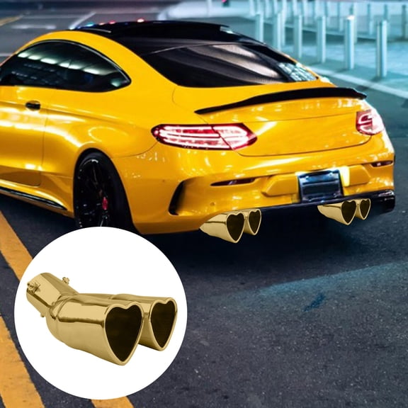 Tgbvmt Heart-Shaped Car Exhaust Pipe Universal Vehicle Modified Tailpipe Stainless Steel Stylish Exhaust Accessory Easy Installation Enhanced Performance for Sedan SUV Sports Car Decor