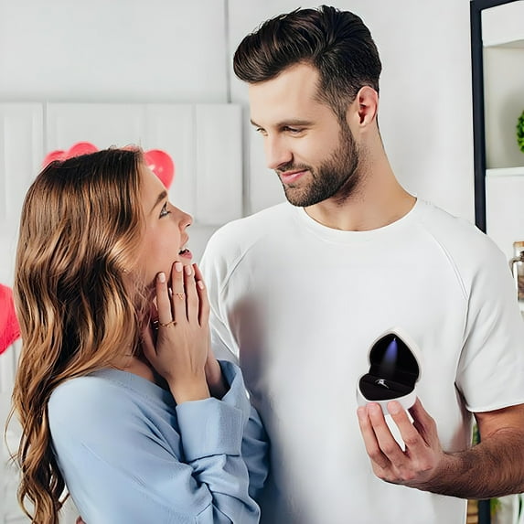 Tgbvmt Heart-Shaped Jewelry Box,Elegant Ring Storage with Soft Lining,Perfect for Valentine's Day Gift Promise Rings Engagement Anniversary Exquisite Gift Box Packaging,Ideal for Romantic Occasions