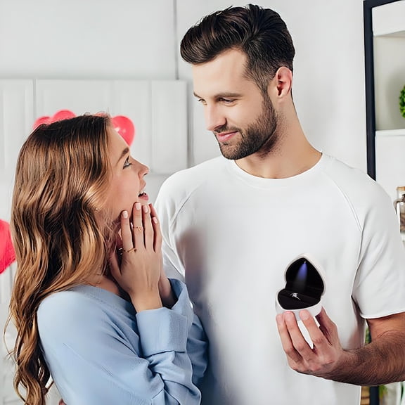 Tgbvmt Heart-Shaped Jewelry Box,Elegant Ring Storage with Soft Lining,Perfect for Valentine's Day Gift Promise Rings Engagement Anniversary Exquisite Gift Box Packaging,Ideal for Romantic Occasions