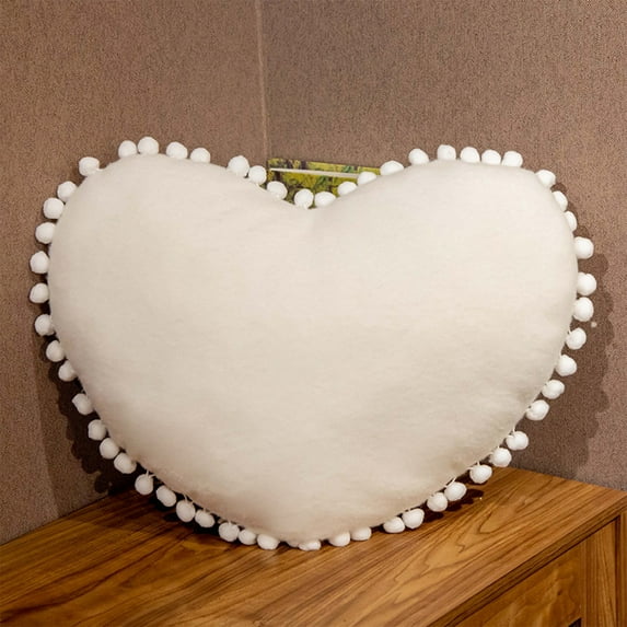 Tgbvmt Heart Shaped Pillow 15.7x15.7 Inches Cotton Decorative Office Sofa Nap Cushion Romantic Cozy Gift Cushion for Bedroom Living Room Home Decor Valentine's Day Holiday Decor