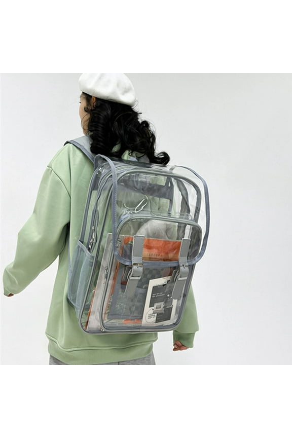 Heavy Duty Clear Backpack, Large Laptop Compartment for School, Stadium, and Work, Transparent PVC Bookbag with Ergonomic Design for Easy Security Checks, Ideal for Sporting Events and Travel
