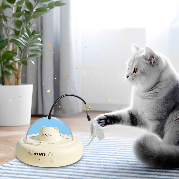 Tgbvmt Intelligent Automatic Cat Teaser Toy 11.02In Feather Stick Motion Induction Boredom Relief Multi Sensory Interactive for Indoor Cats Self Entertainment Hunting Instinct Pet Toy Decor