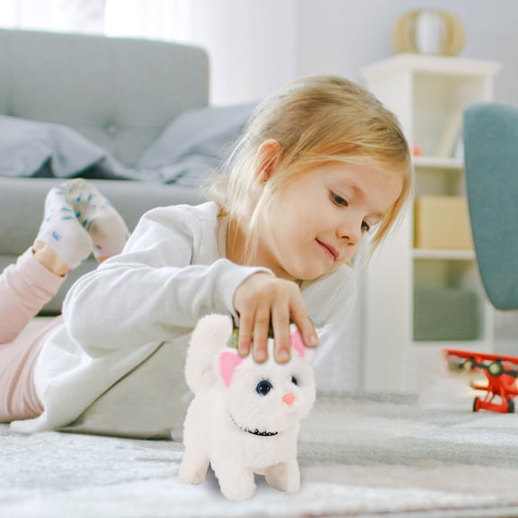 Tgbvmt Interactive Realistic Stuffed Robot Pet Walking Barking Tail Wagging Lifelike Behaviors Emotional Companion Compact Portable for Family Indoor Outdoor Play Pet Toy Decoration Decor