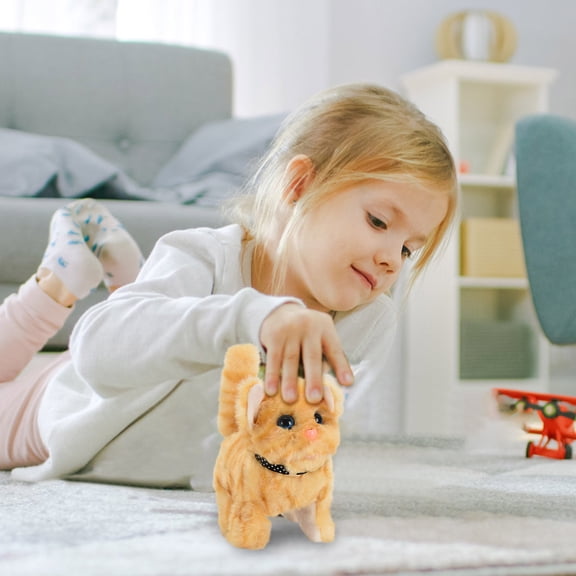 Tgbvmt Interactive Realistic Stuffed Robot Pet Walking Barking Tail Wagging Lifelike Behaviors Emotional Companion Compact Portable for Family Indoor Outdoor Play Pet Toy Decoration Decor