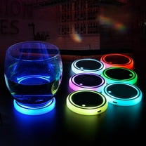 Tgbvmt LED Car Cup Light,7-Color USB Charging Coaster,Intelligent Auto Sensor,Soft Breath Lighting for Vehicles,Customizable Interior Car Light for Travel,Home,Office Use,Easy Setup