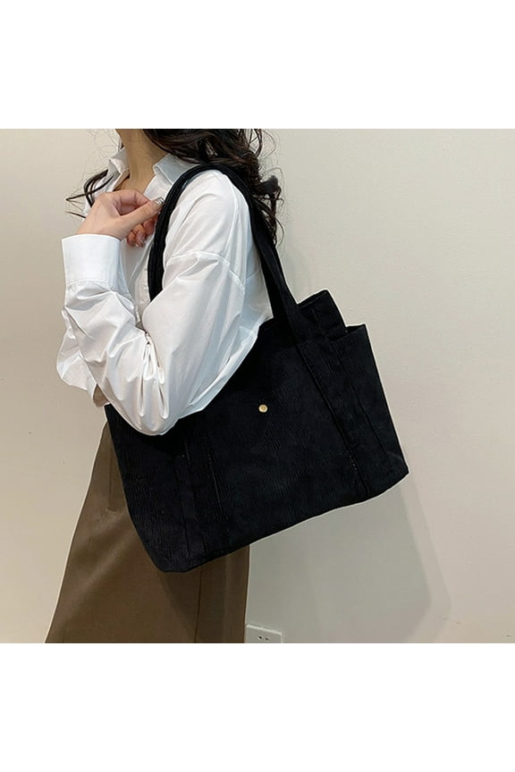 Large Capacity Women's Canvas Tote Bag, Stylish Shoulder Bag with Multi-Pocket Design, Spacious Compartment for Books, Wallet, Phone, and Cosmetics, Versatile Casual Handbag for Everyday Use