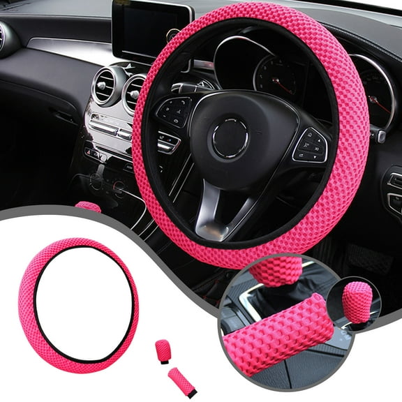 Tgbvmt Leather Car Steering Wheel Cover, Non-Slip Stretch Cover, Comfortable for All Seasons, Protects Steering Wheel from Wear, Easy Installation for Cars, Trucks, and SUVs