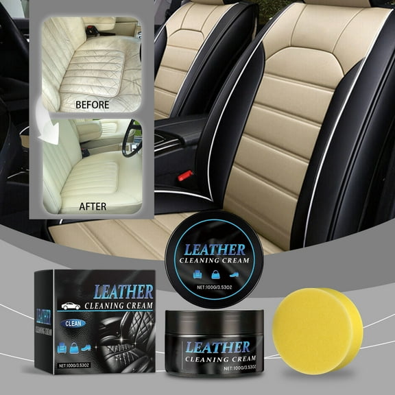 Tgbvmt Leather Care Cream, Automotive Interior Leather Conditioner, Beeswax Moisturizing Oil Paste for Car Seats, Bags, Shoes, Protects from Dirt and Cracking, Easy Application, Restores Softness