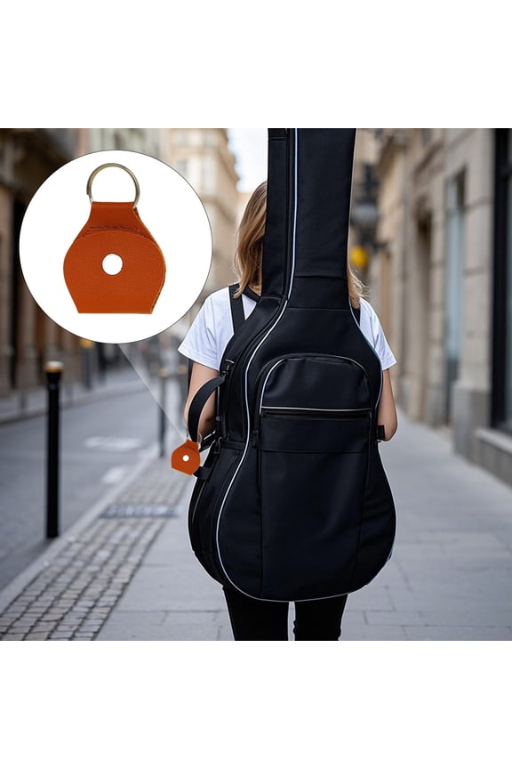 Leather Guitar Pick Keychain Holder 2.76In Portable Multi Functional Design Organizer For Guitar Picks Coins Quarters Keys Guitar Lover Musicians Daily Commute Gift Home Fashion Decor Keychain